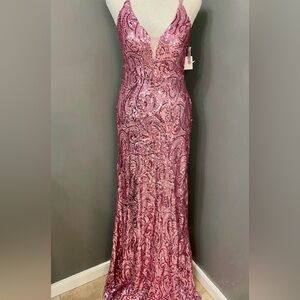 Camille La Vie Pink Sequin Backless Dress